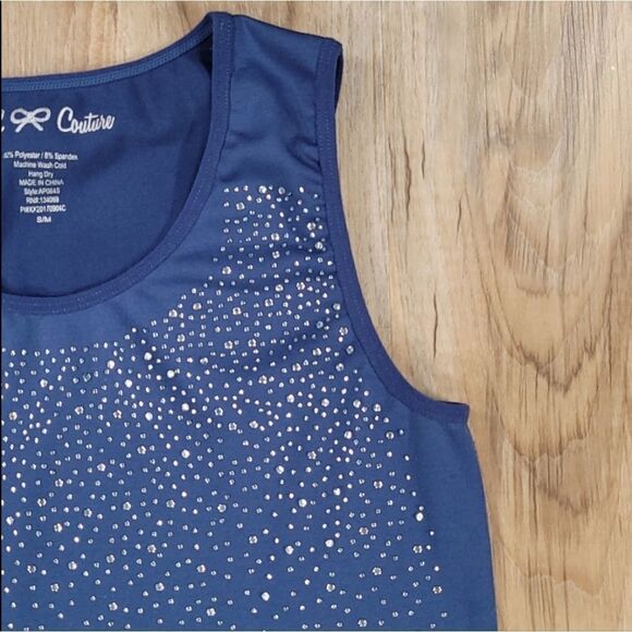 šLCĀ CoutureāBlue Bedazzled Sleeveless Stretchy TopāSmall - Picture 4 of 7